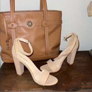 BAMBOO Nude Chunky Heel Sandals